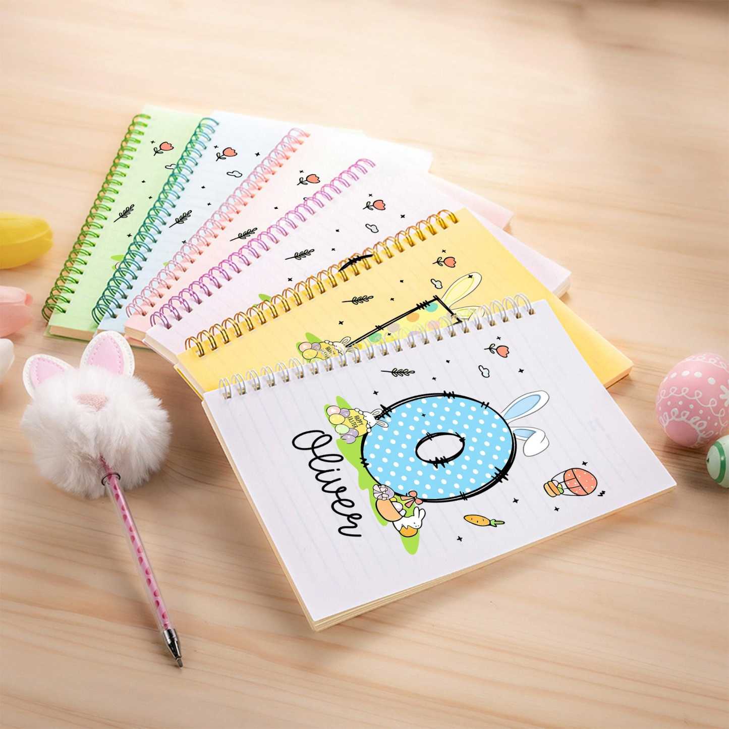 Personalised Easter Bunny Notebook and Pom-Pen Set | CWToy108