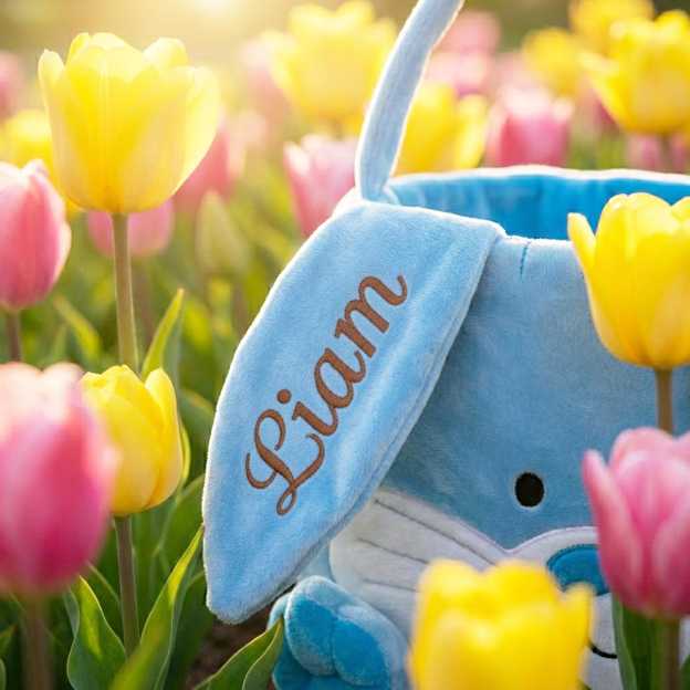 Personalised Embroidered Easter Bunny Basket | CWEaster95