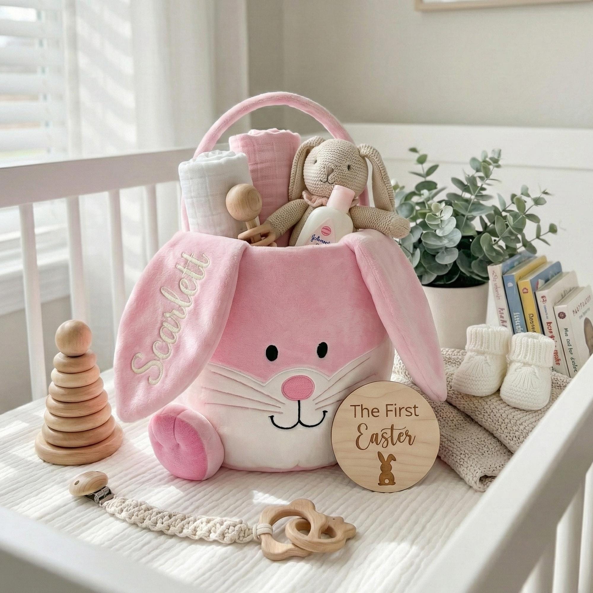 Personalised Embroidered Easter Bunny Basket | CWEaster95