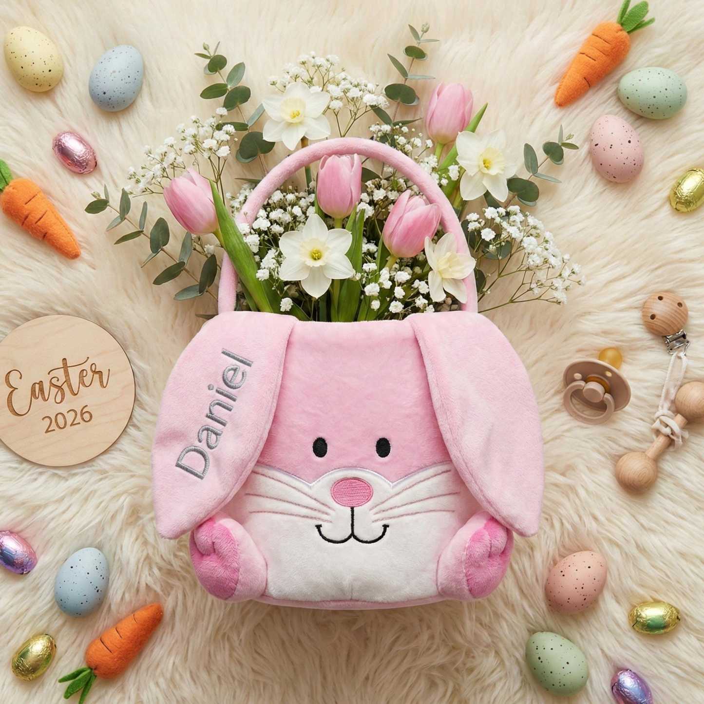 Personalised Embroidered Easter Bunny Basket | CWEaster95