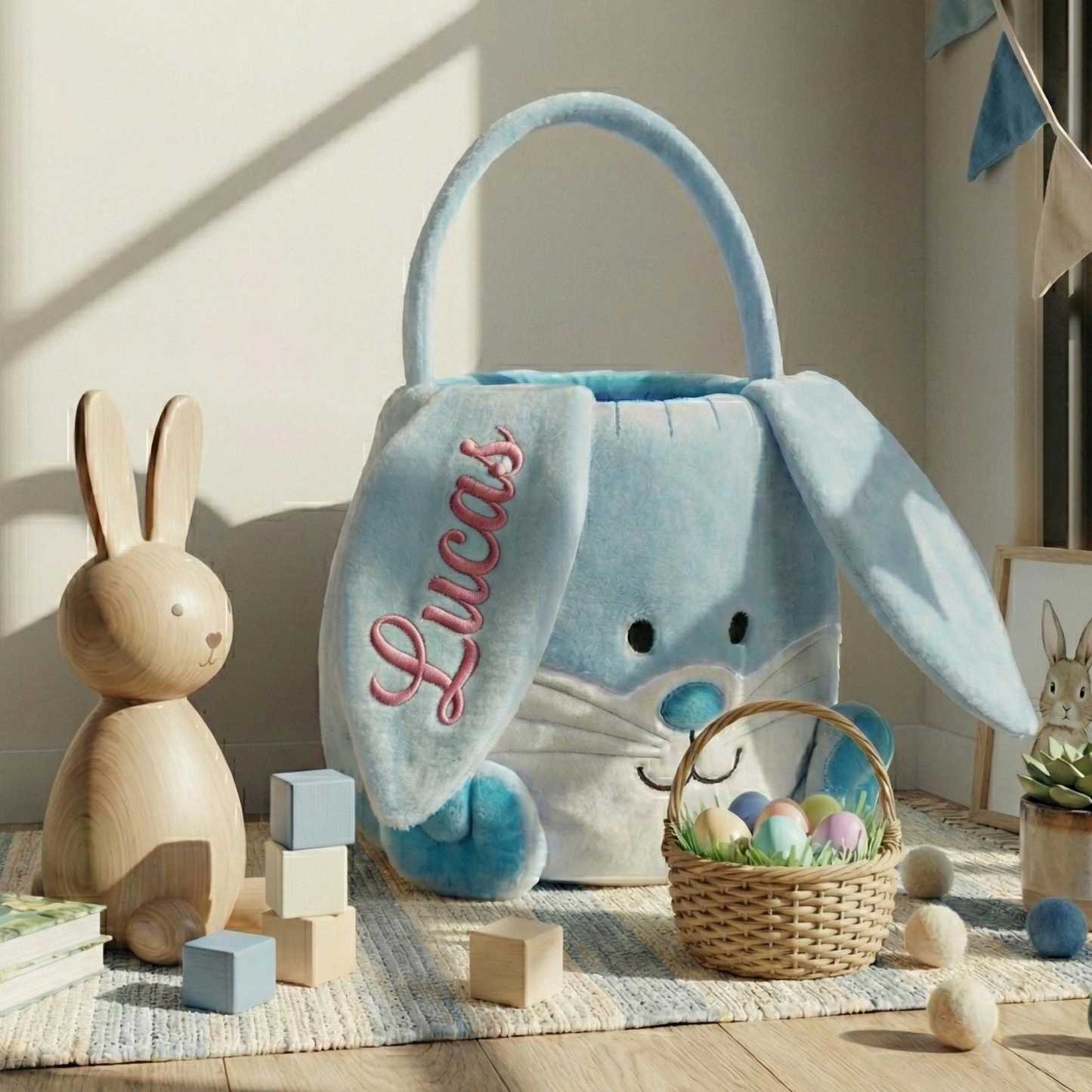 Personalised Embroidered Easter Bunny Basket | CWEaster95