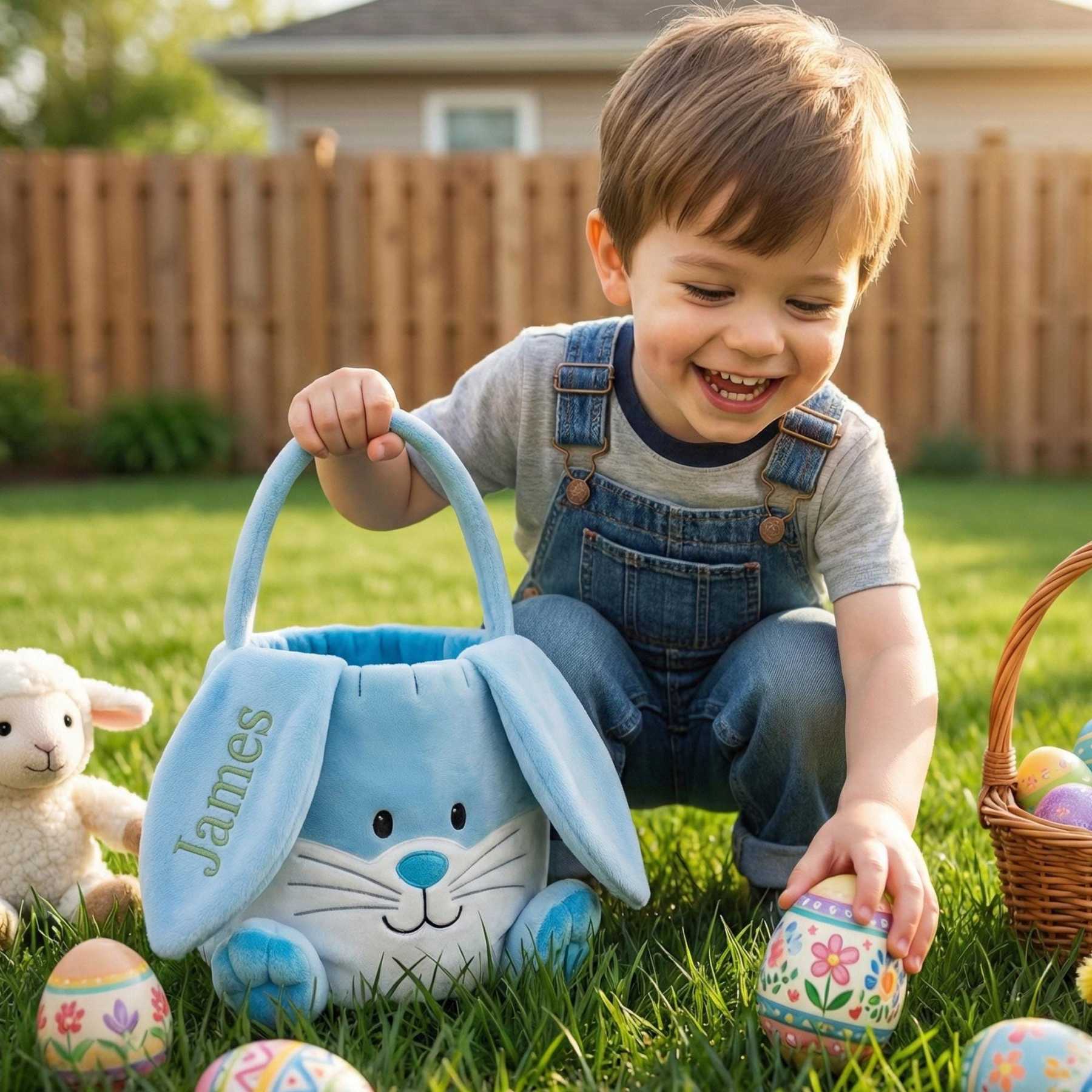 Personalised Embroidered Easter Bunny Basket | CWEaster95