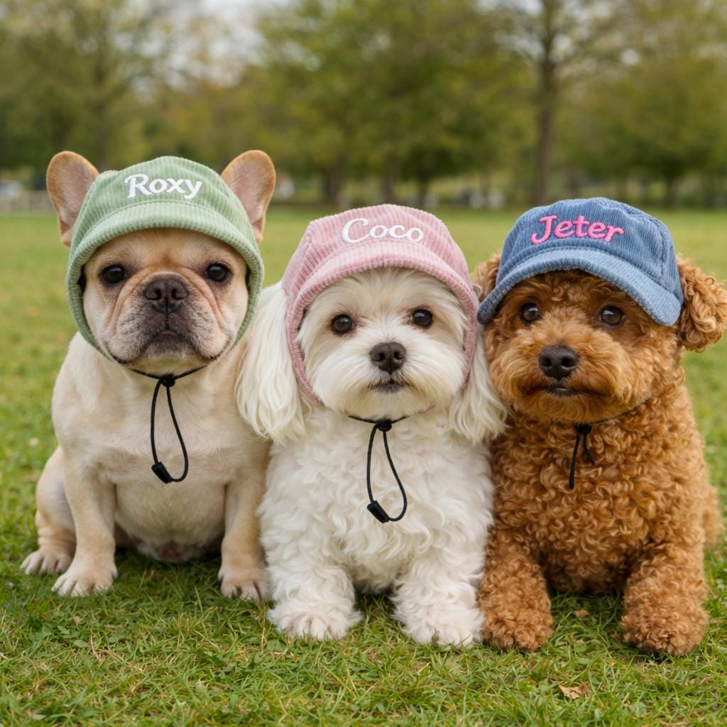 Personalized Embroidery Corduroy Adjustable Pet Pet Baseball Cap | BKPet459