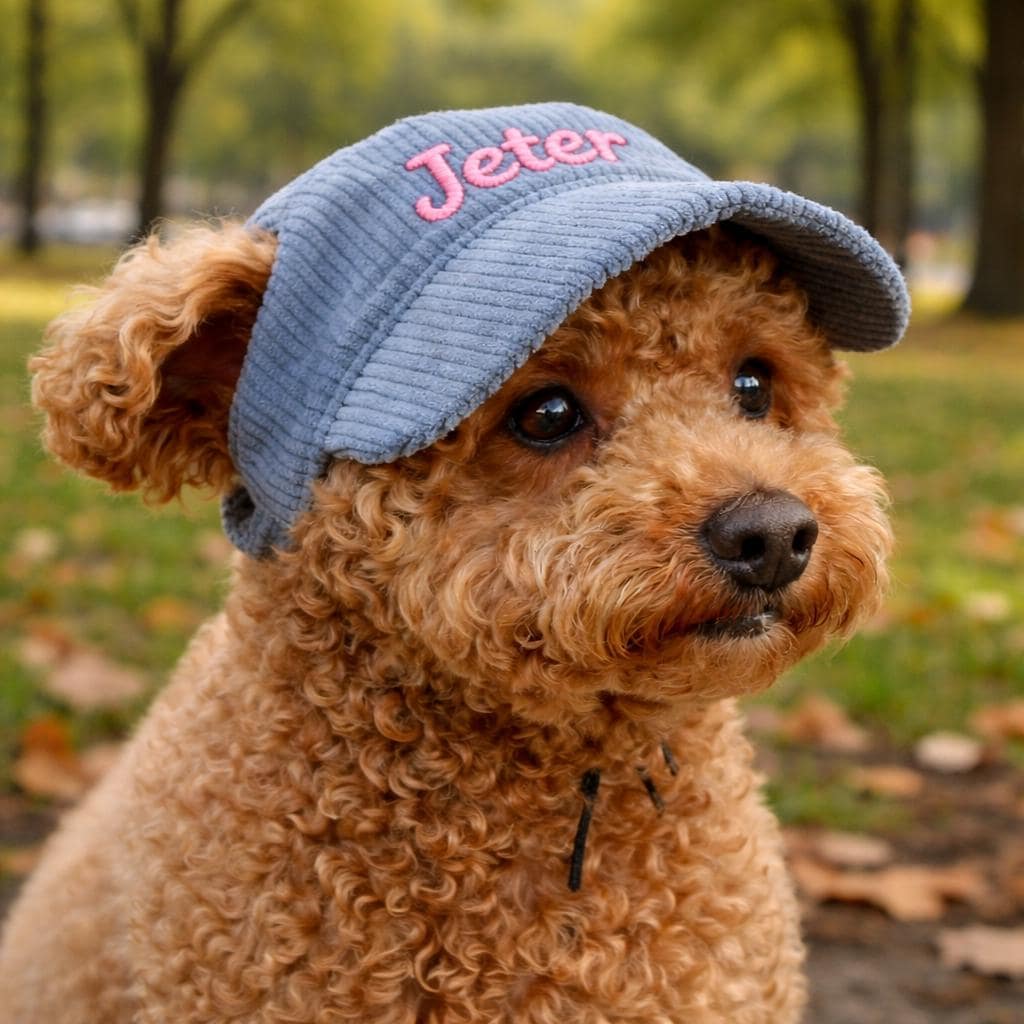 Personalized Embroidery Corduroy Adjustable Pet Pet Baseball Cap | BKPet459