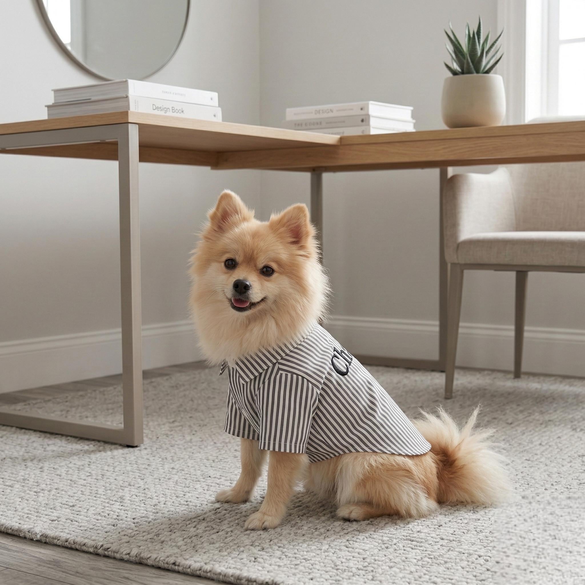 Personalized Embroidery Gentleman Pet Stripe Shirt | BKPet454