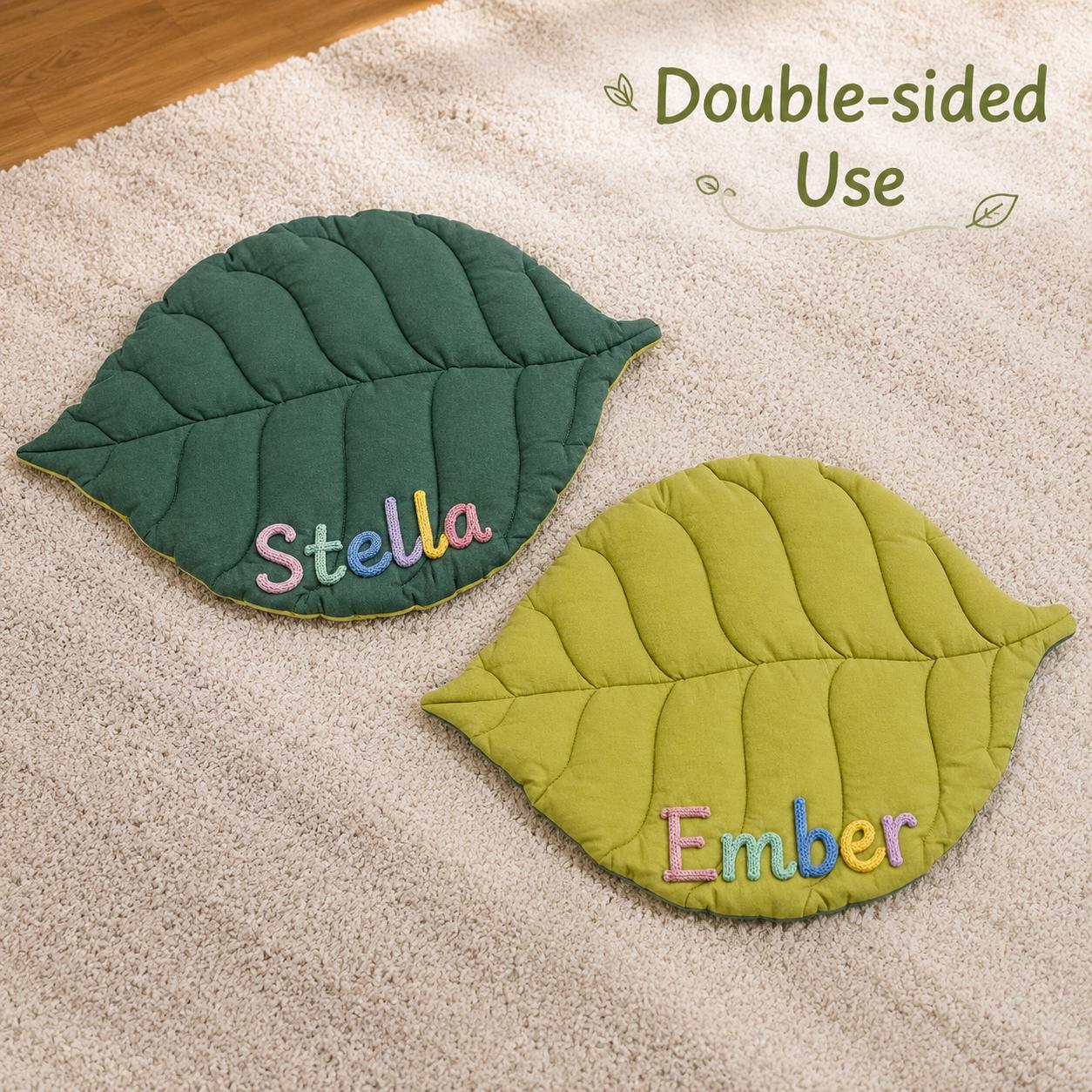 Personalized Embroidered Reversible Leaf Pet Mat | BKPet571