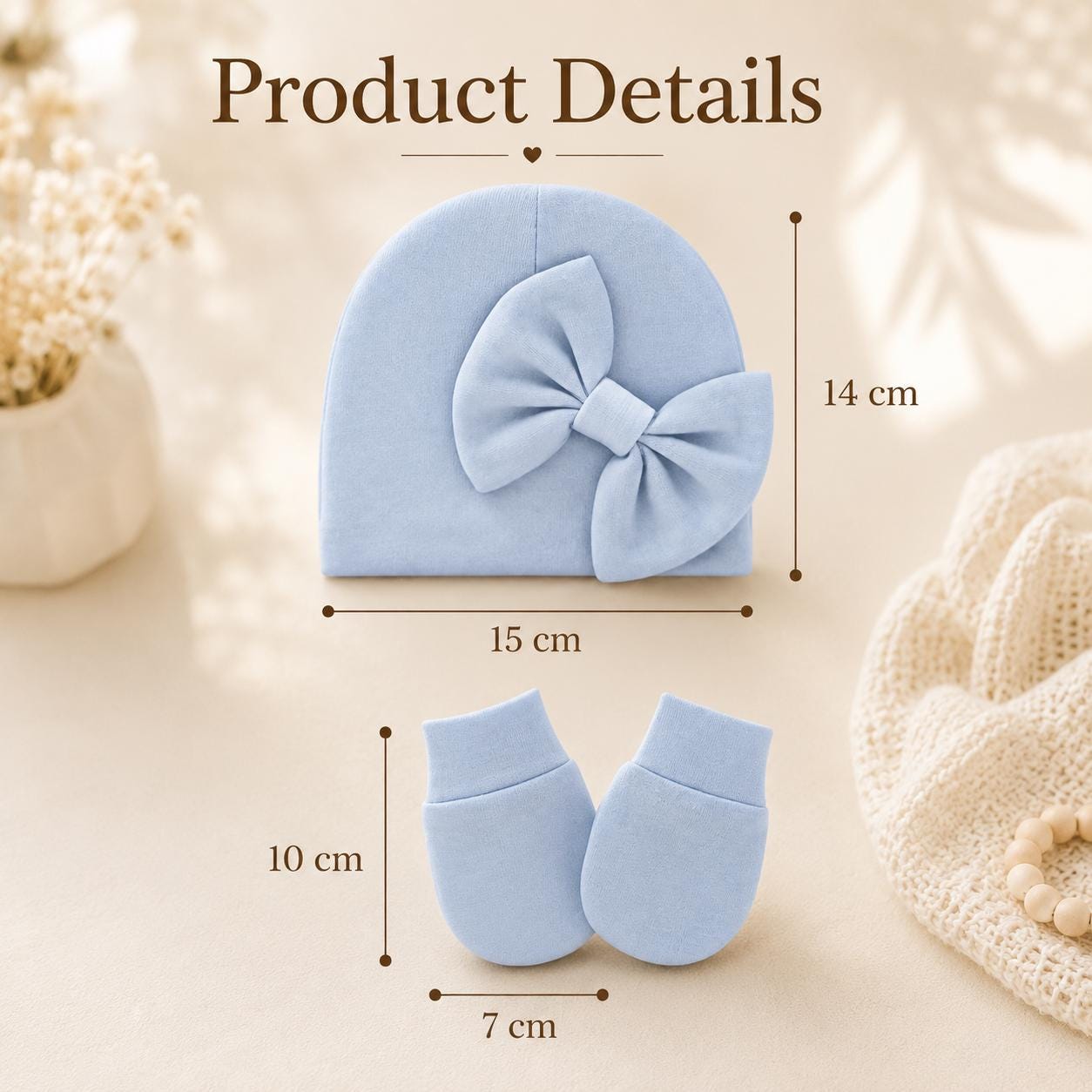 Personalized Newborn Coming Home Bow Beanie And Gloves Set | HSKid62