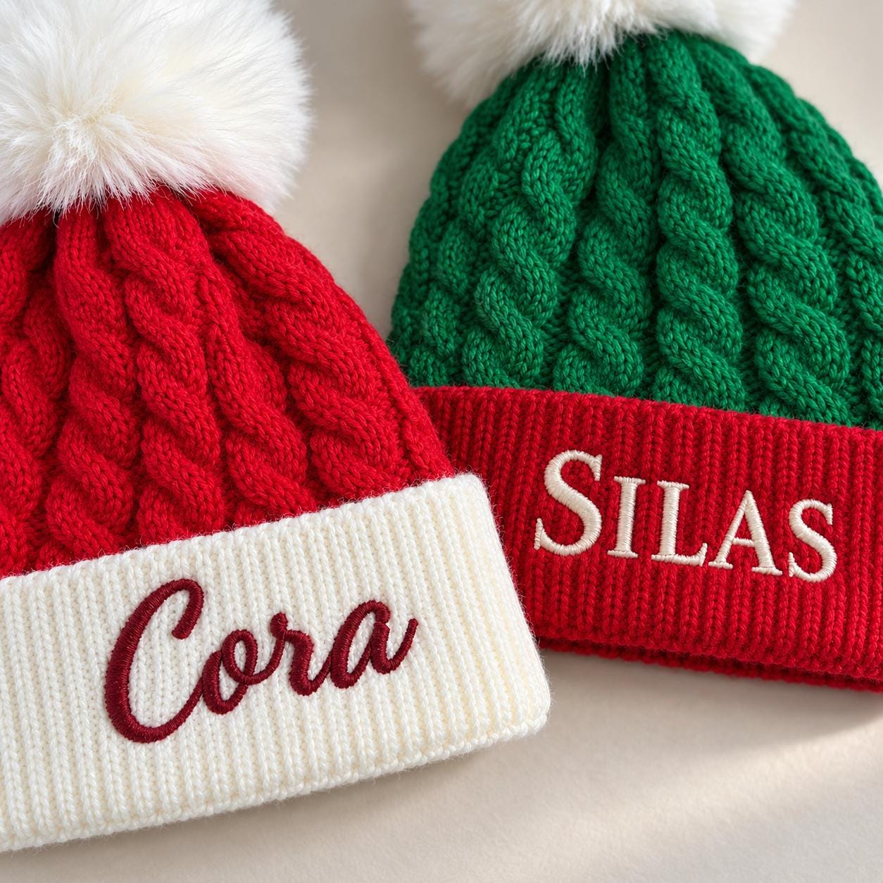 Personalized Embroidery Kid Christmas Pom Pom Hat for Comfort & Unique | HSKid11
