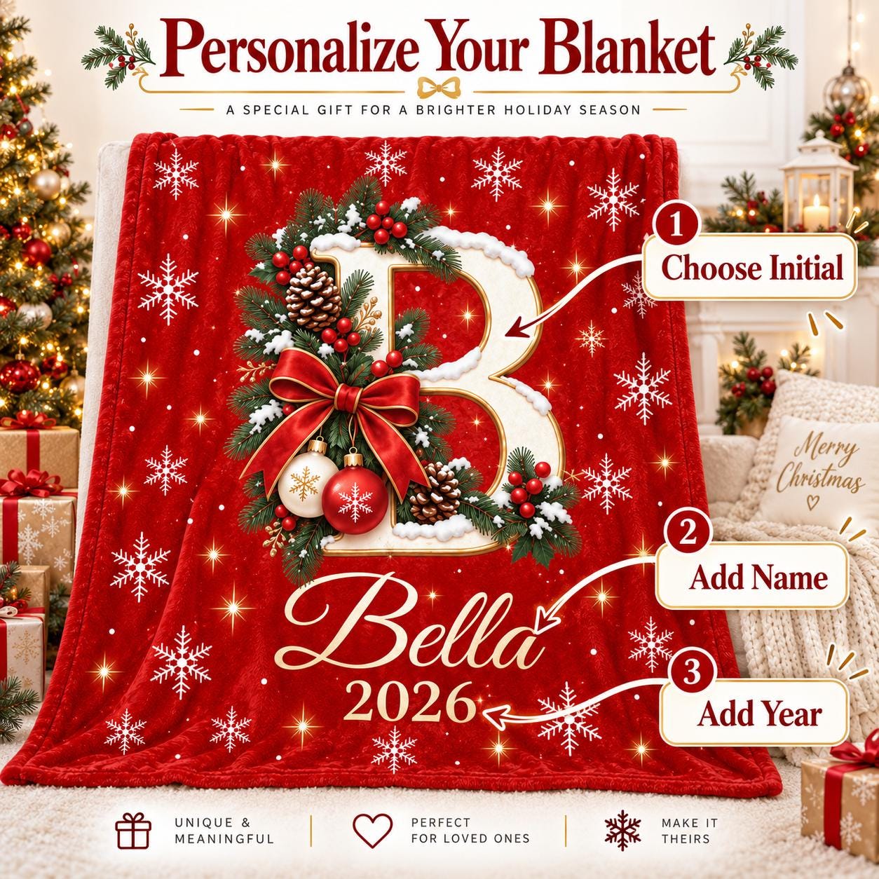 Personalized Merry Christmas Blanket for Comfort & Unique | BKMC38