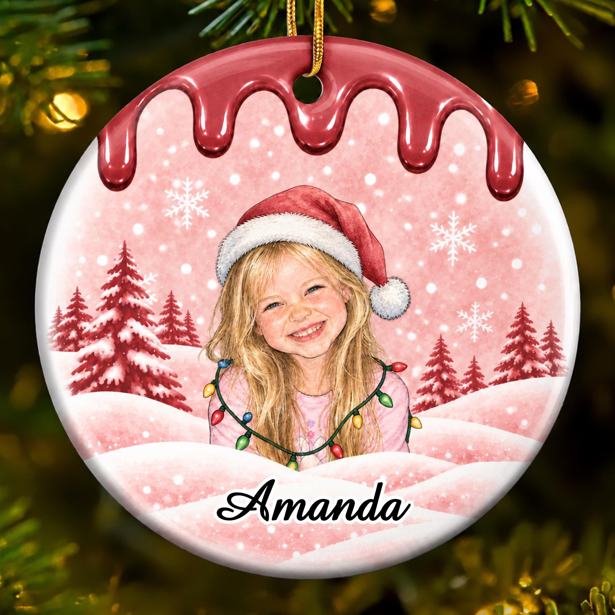 Personalized Christmas Portrait Ceramic Ornaments Decoration | MCGift439