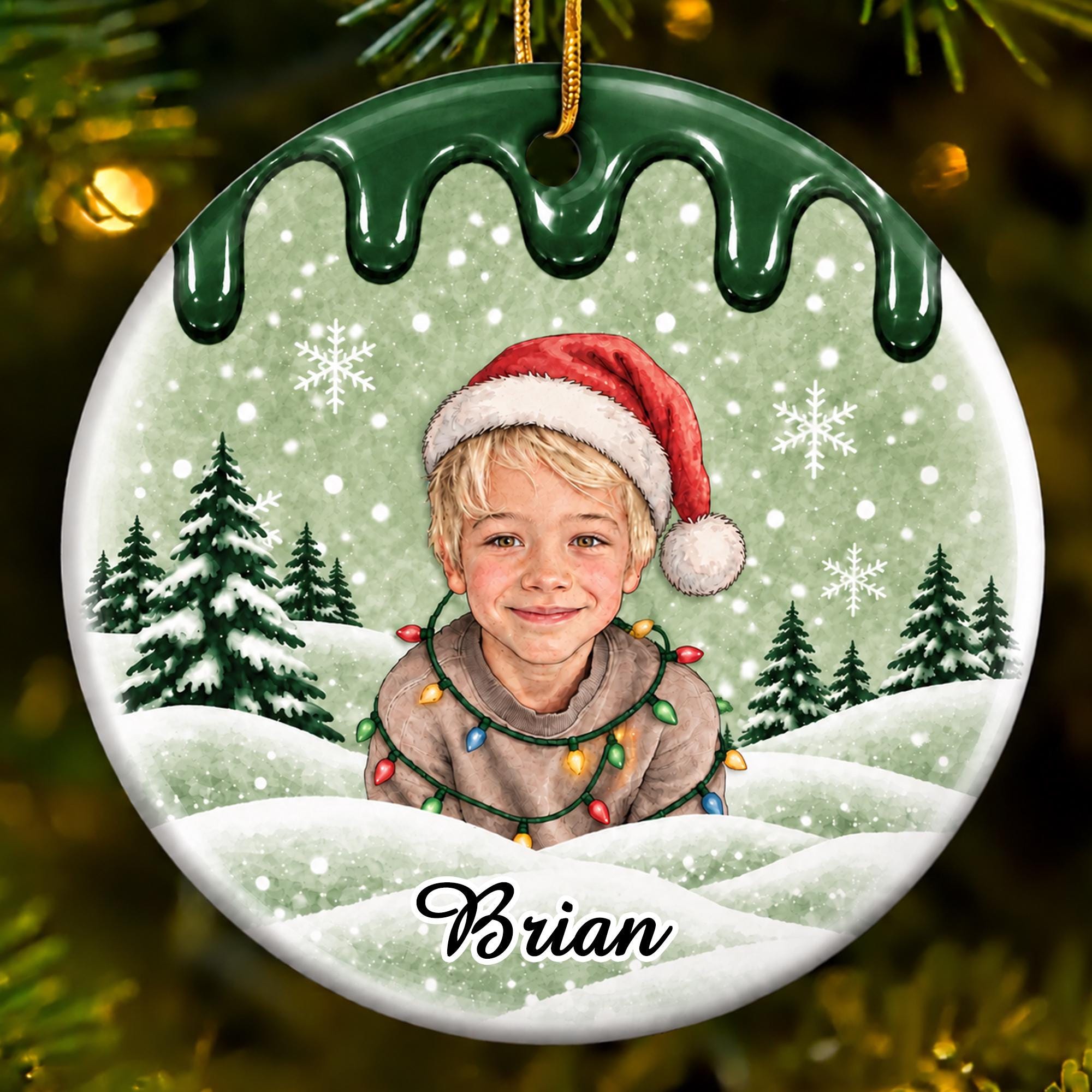 Personalized Christmas Portrait Ceramic Ornaments Decoration | MCGift439