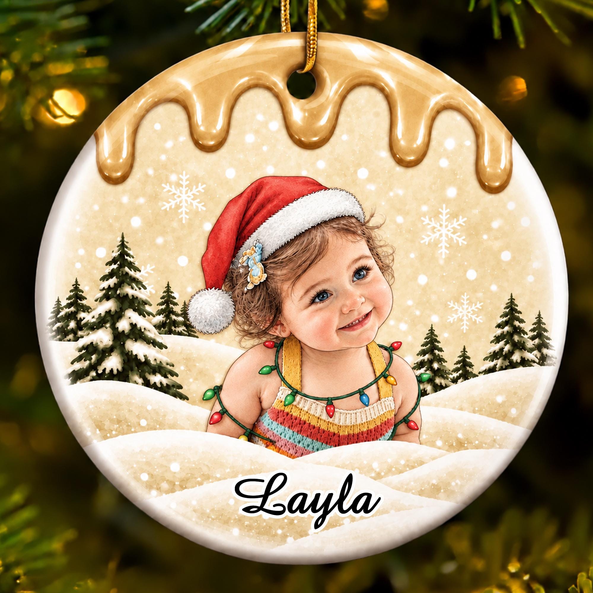 Personalized Christmas Portrait Ceramic Ornaments Decoration | MCGift439