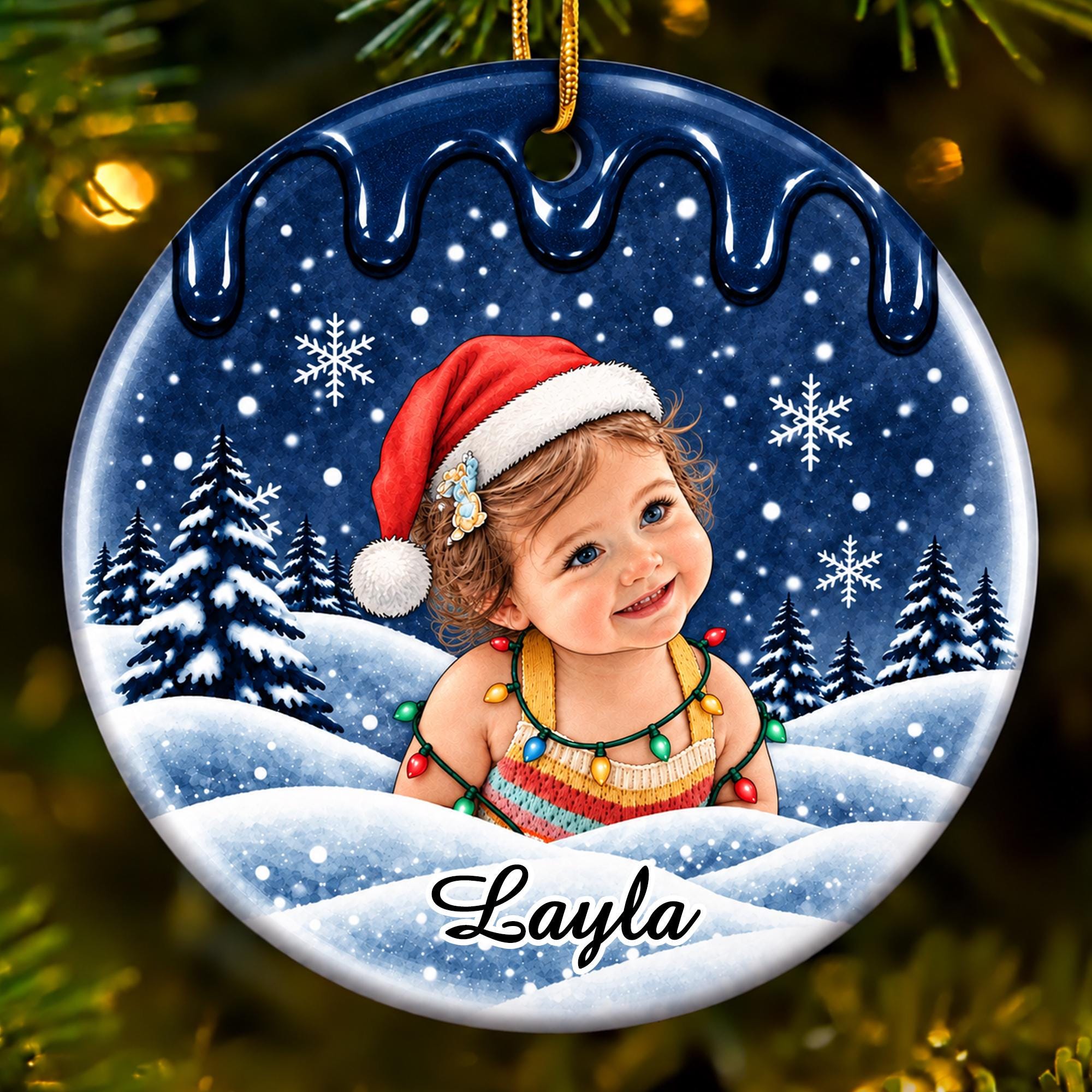 Personalized Christmas Portrait Ceramic Ornaments Decoration | MCGift439