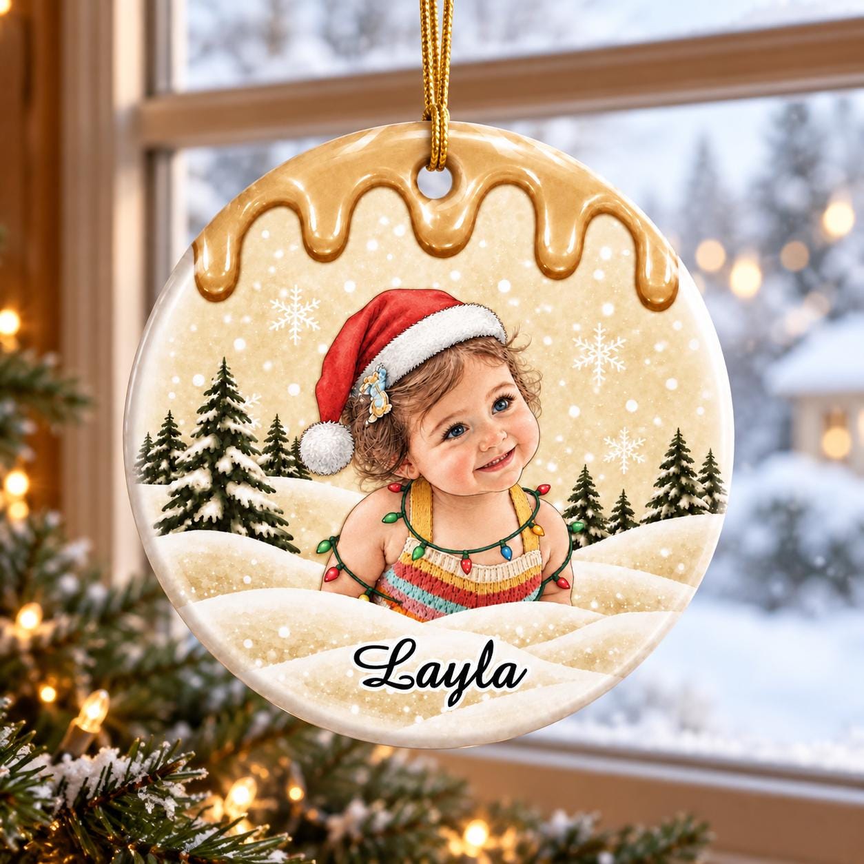 Personalized Christmas Portrait Ceramic Ornaments Decoration | MCGift439