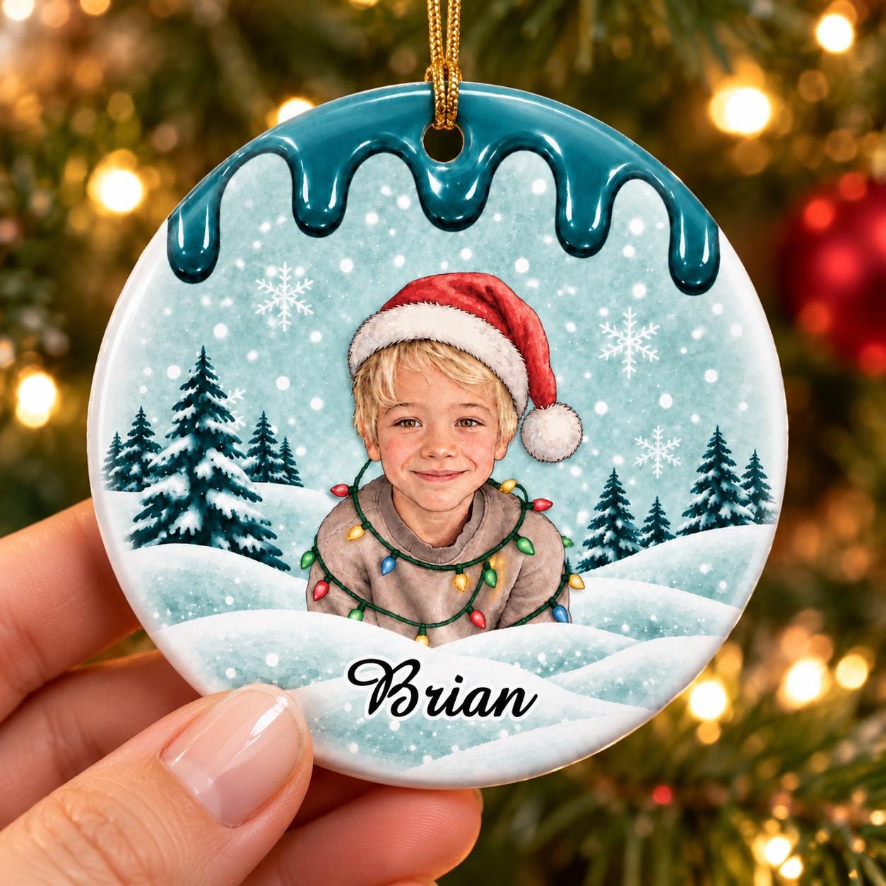 Personalized Christmas Portrait Ceramic Ornaments Decoration | MCGift439