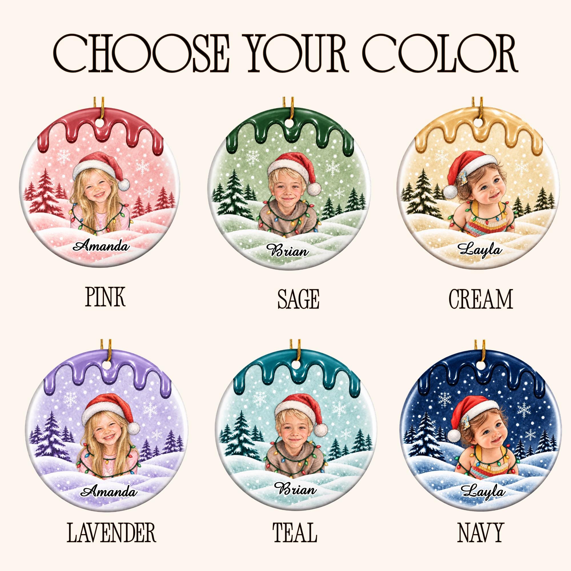 Personalized Christmas Portrait Ceramic Ornaments Decoration | MCGift439