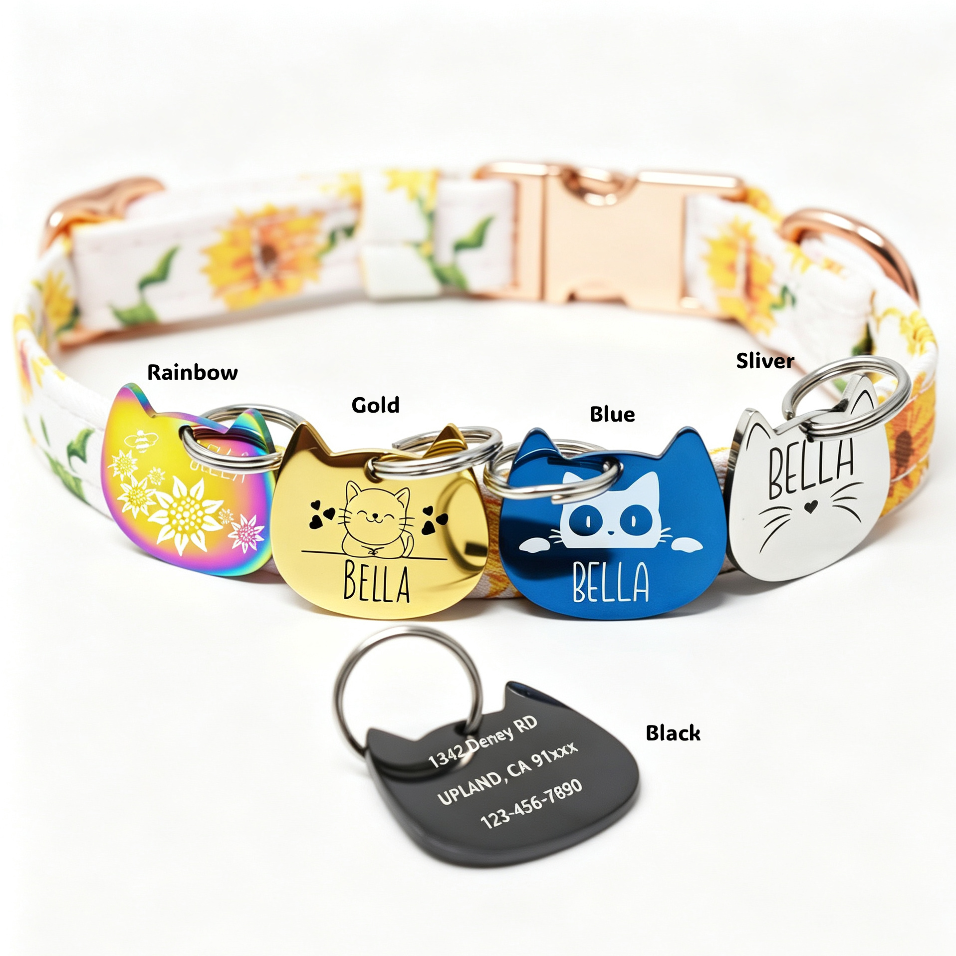 Personalized Stainless Steel Fish Shape Cat Tag | MNAccs114