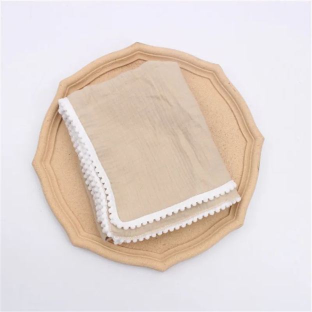Personalized Embroidered Swaddle Muslin Pom Pom Blanket | CWBaby46