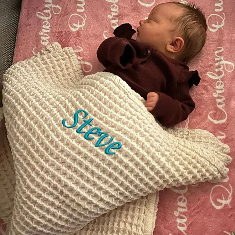 Personalized Embroidered Waffle Blanket for Comfort & Unique| CWBaby48