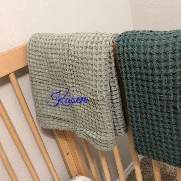 Personalized Embroidered Waffle Blanket for Comfort & Unique| CWBaby48