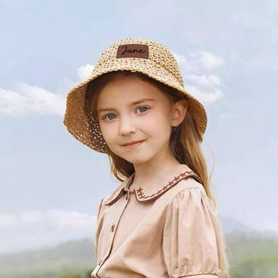 Personalized Colorful Leather Patch Straw Hat for Comfort & Unique | CWBeach86