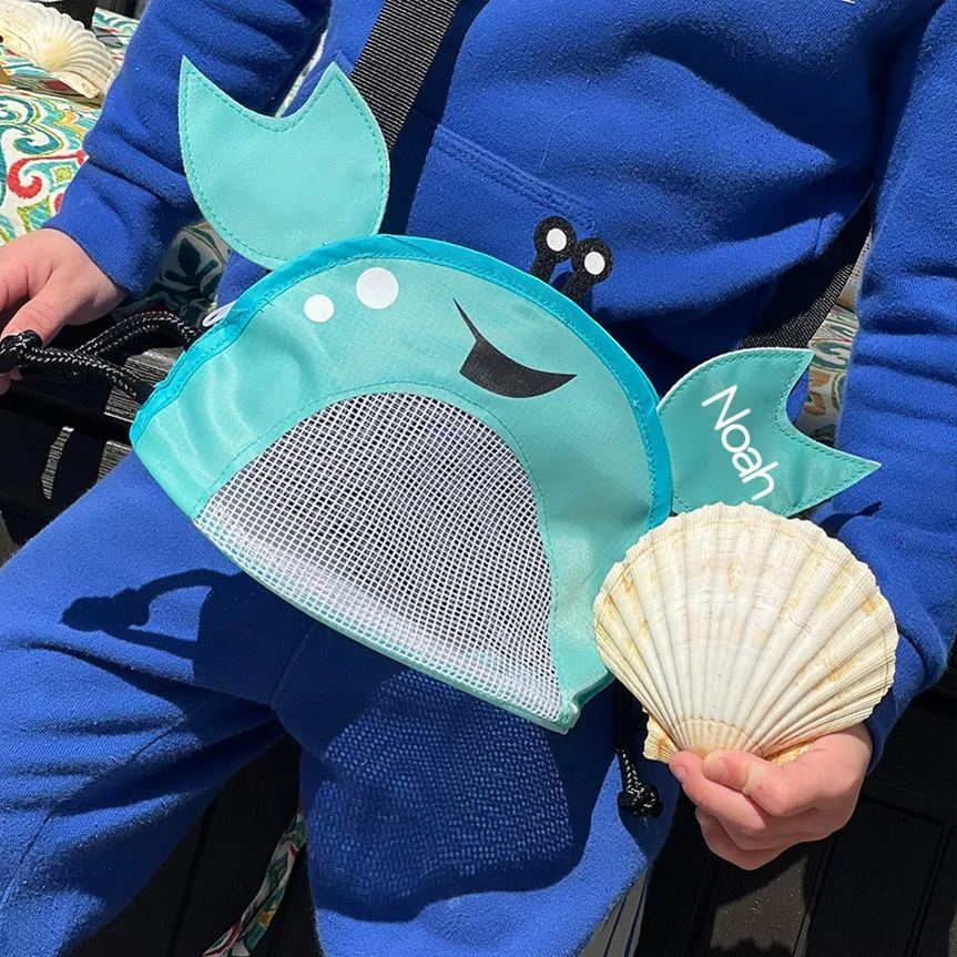Personalized Crab Seashell Zipper Mesh Beach Bag | CWBeach90