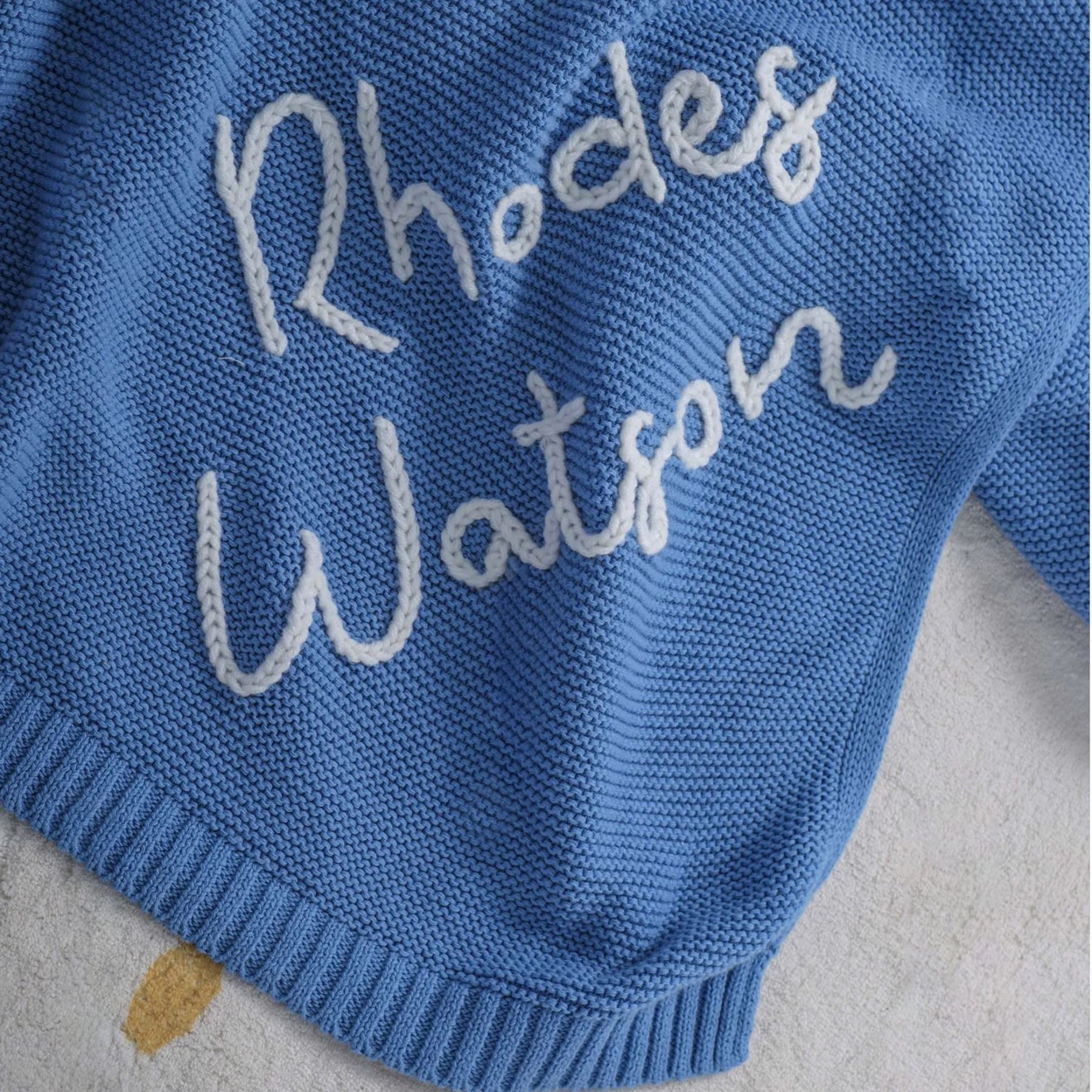 Personalized Hand Embroidered Knit Baby Blanket for Unique Gift | CWBaby52