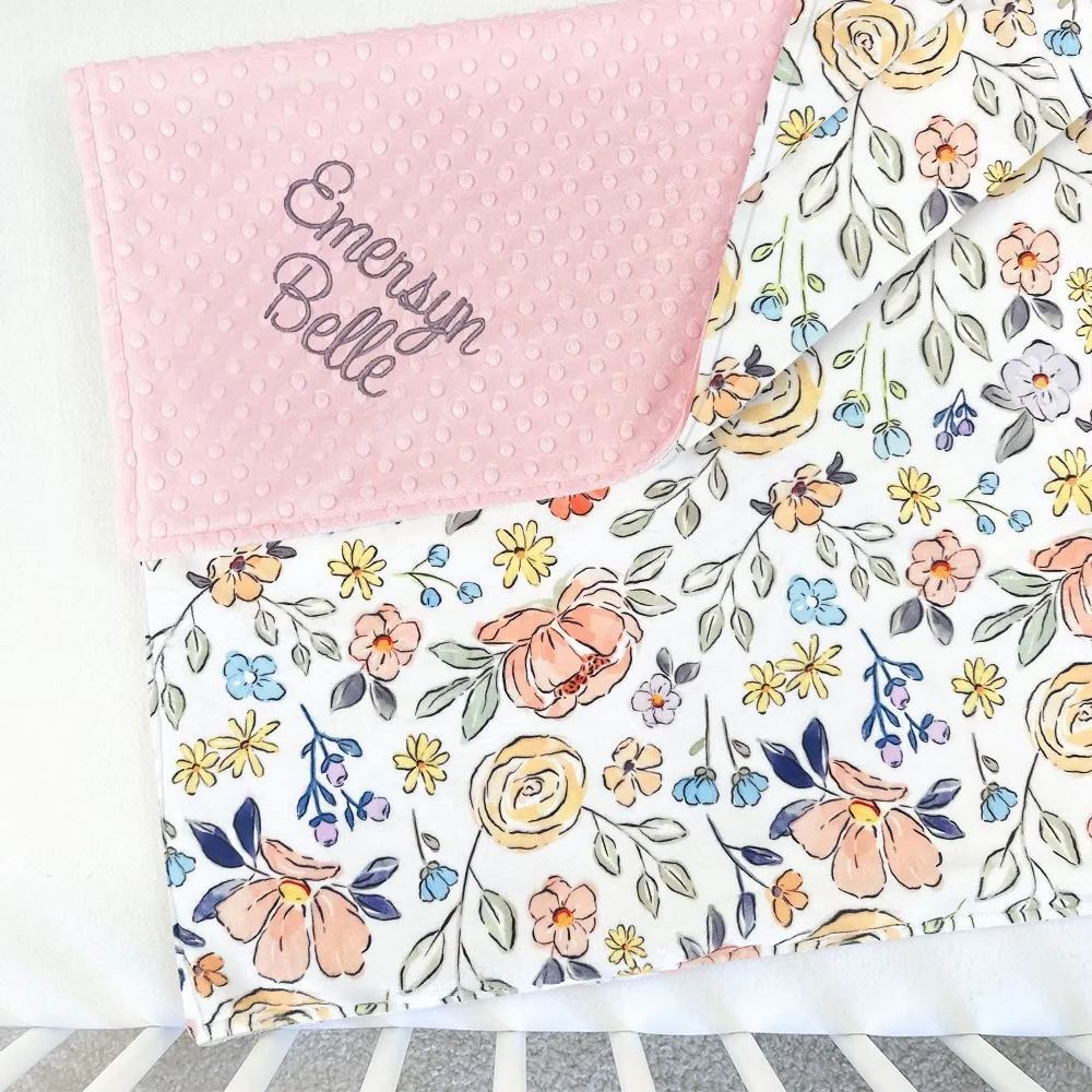 Personalized Lovely Kid Vintage Floral Baby Blanket for Comfort & Unique | CWBaby55