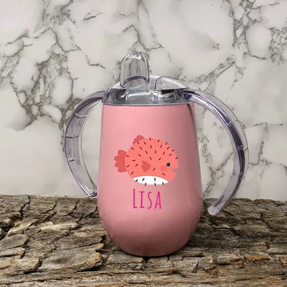 Personalized Silicone Cup with Lid and Straw | KidCup02