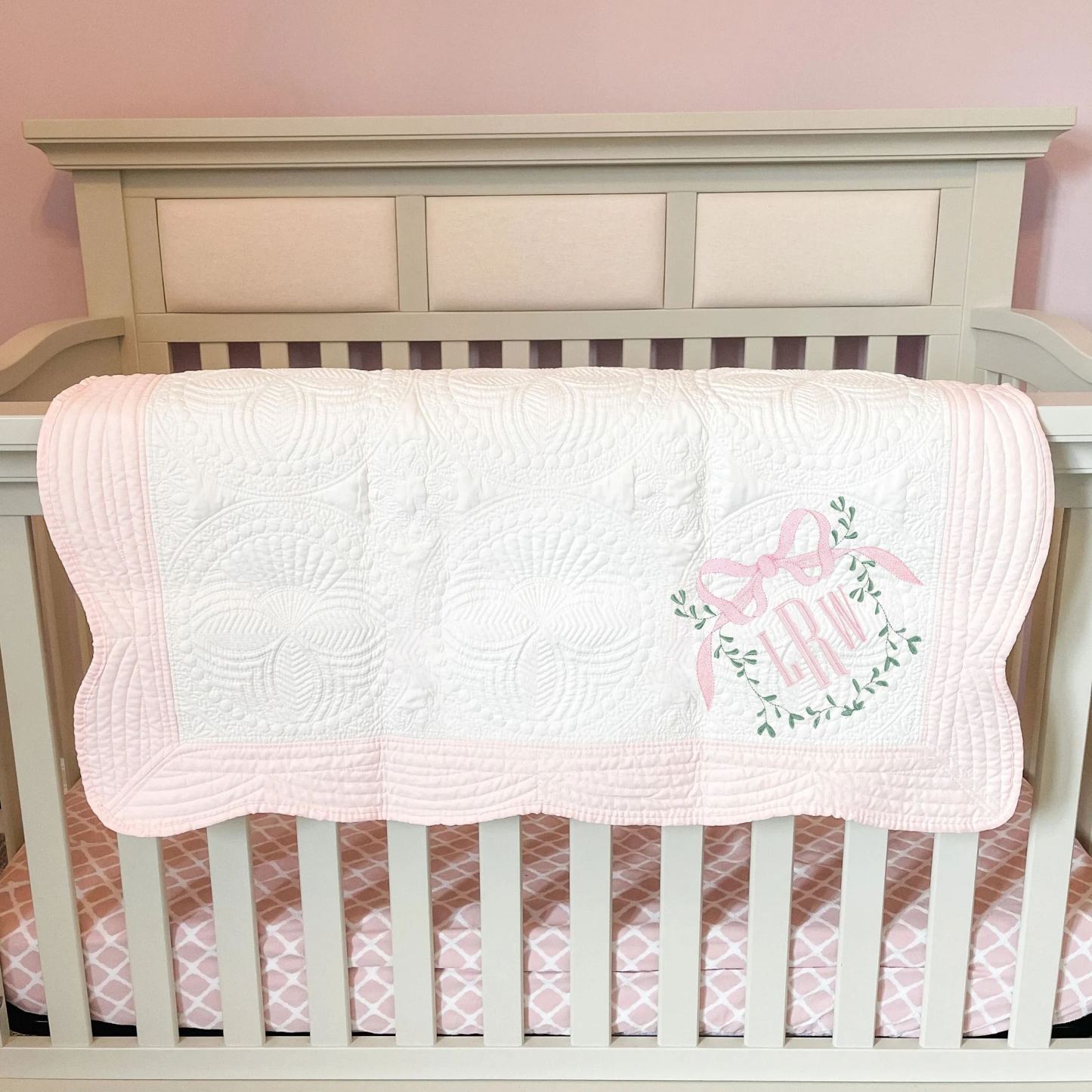 Personalized Embroidered Bow Monogram Knit Blanket for Comfort & Unique | CWBaby63
