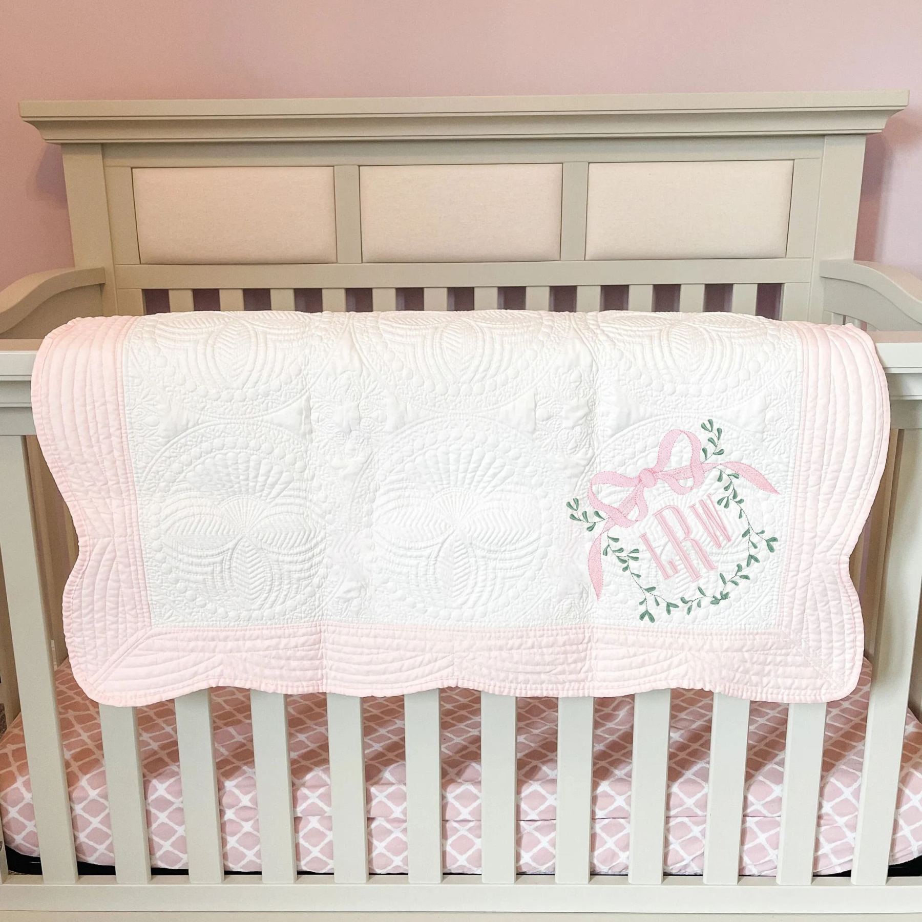 Personalized Embroidered Bow Monogram Knit Blanket for Comfort & Unique | CWBaby63