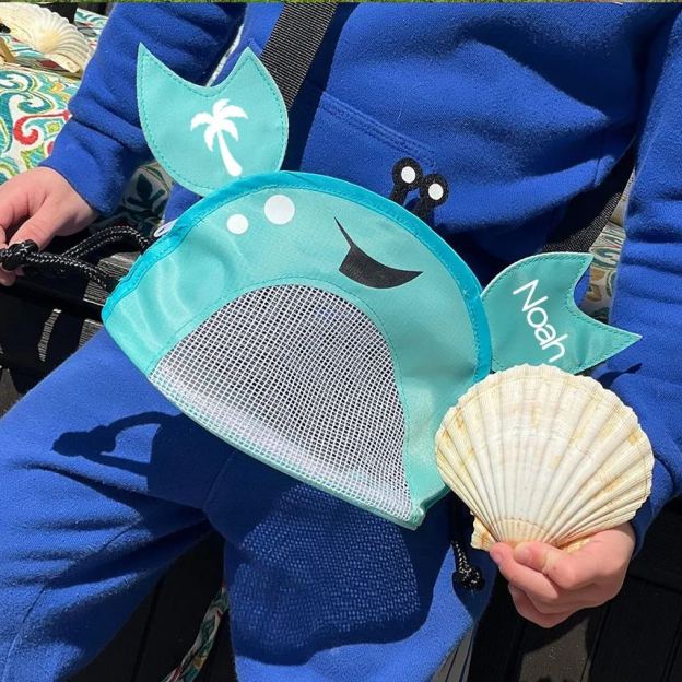 Personalized Crab Seashell Zipper Mesh Beach Bag | CWBeach111