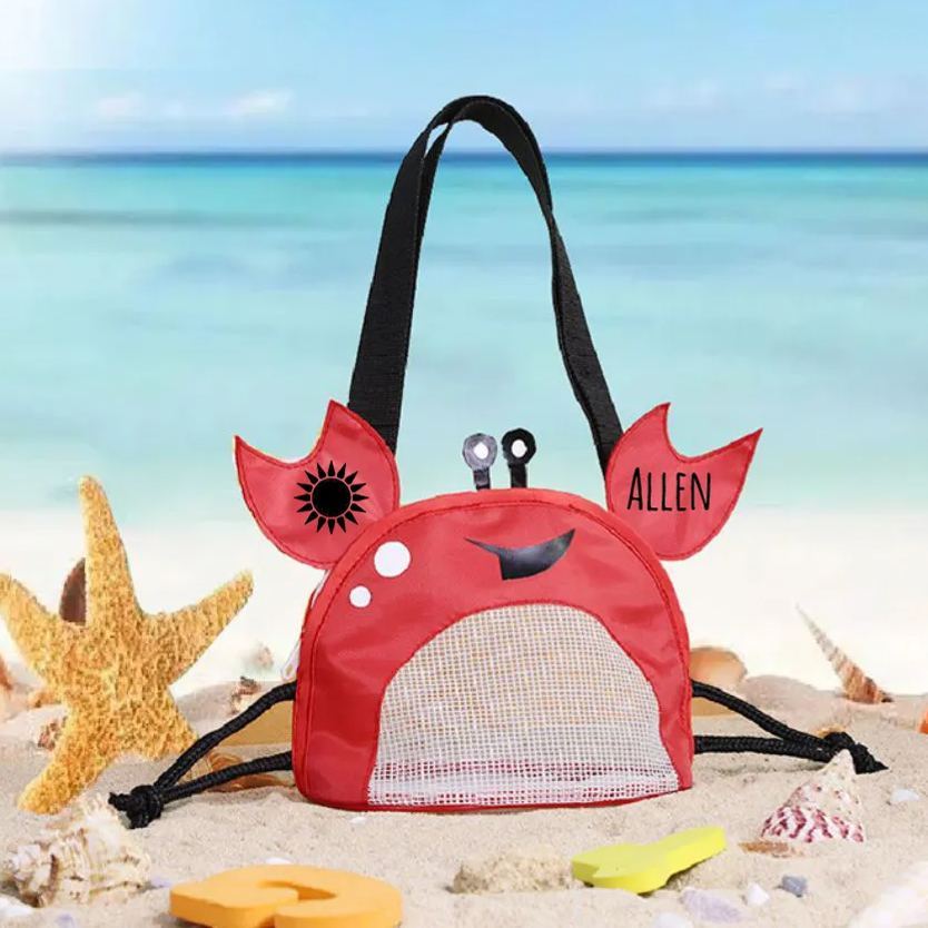 Personalized Crab Seashell Zipper Mesh Beach Bag | CWBeach111