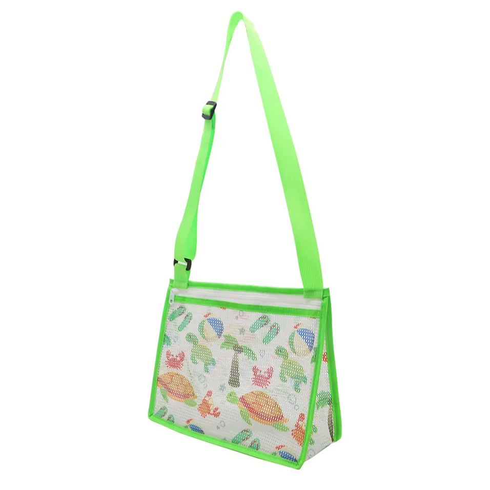 Personalized Embroidery Seashell Zipper Mesh Beach Bag | CWBeach112