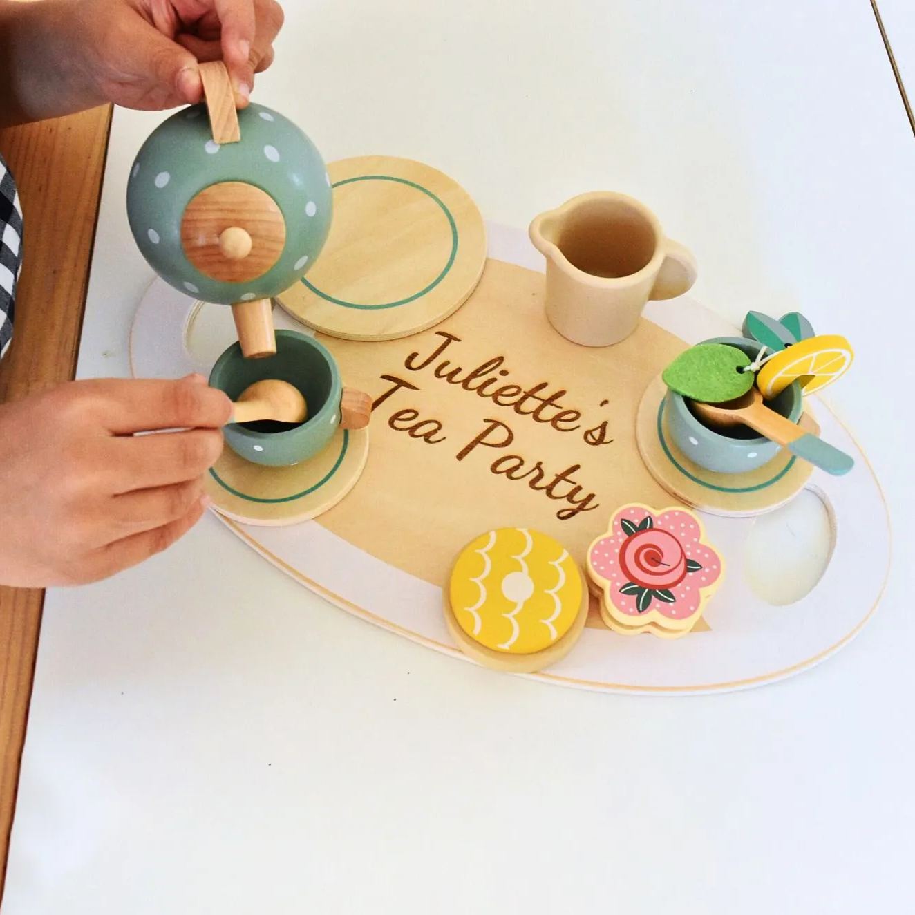 Personalized Kid's Wooden Afternoon Tea Play Set | CWToy49
