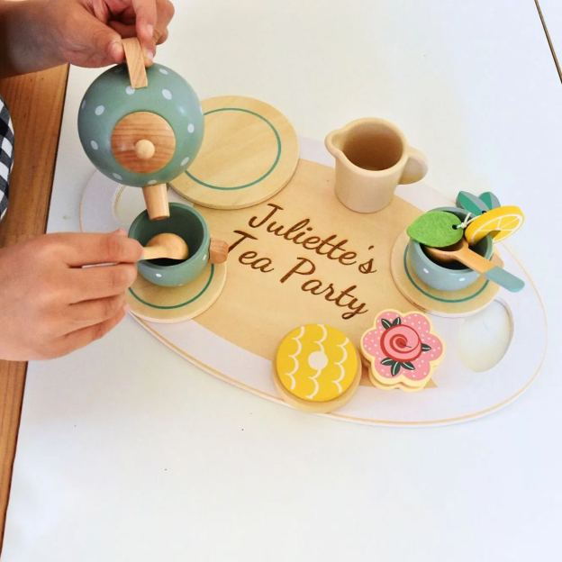 Personalized Kid's Wooden Afternoon Tea Play Set | CWToy49