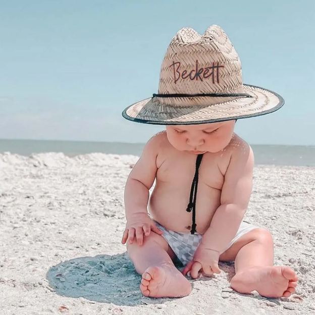 Personalized Summer Leather Name Straw Hat for Comfort & Unique | CWBeach123