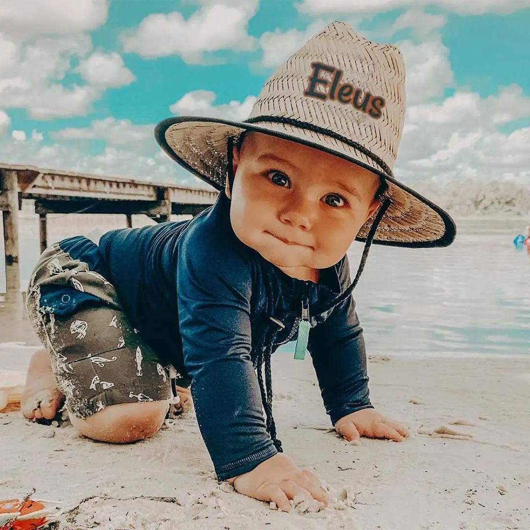 Personalized Summer Leather Name Straw Hat for Comfort & Unique | CWBeach123