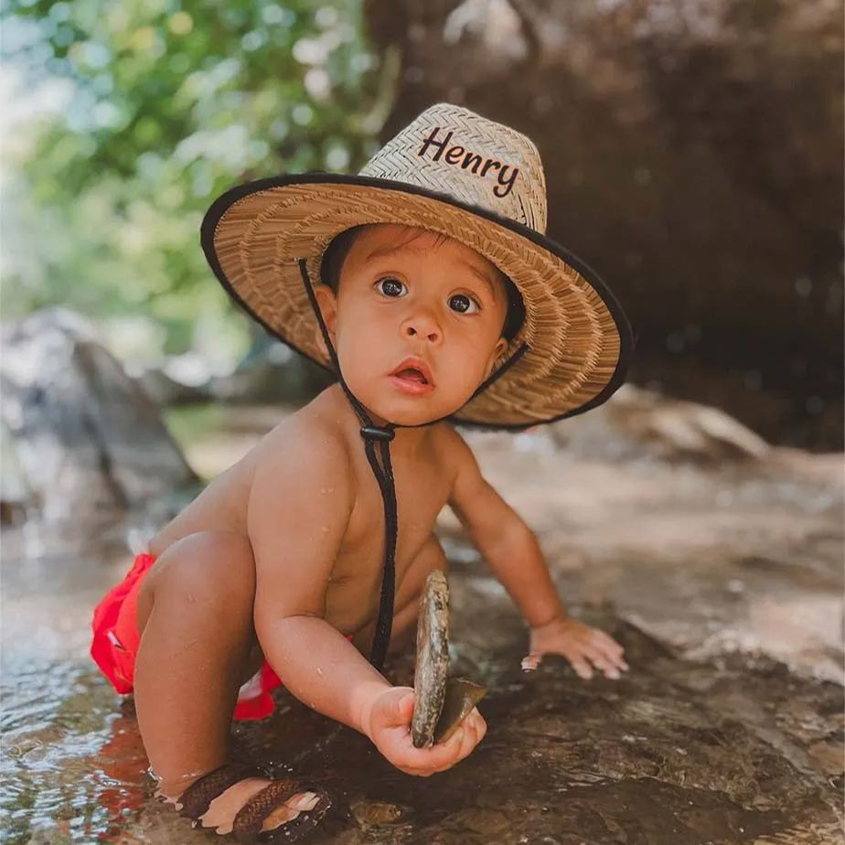 Personalized Summer Leather Name Straw Hat for Comfort & Unique | CWBeach123