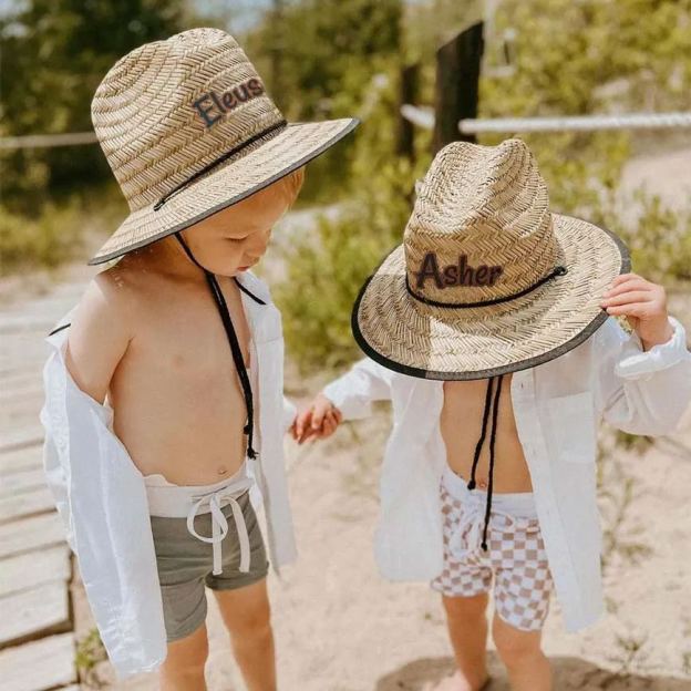 Personalized Summer Leather Name Straw Hat for Comfort & Unique | CWBeach123