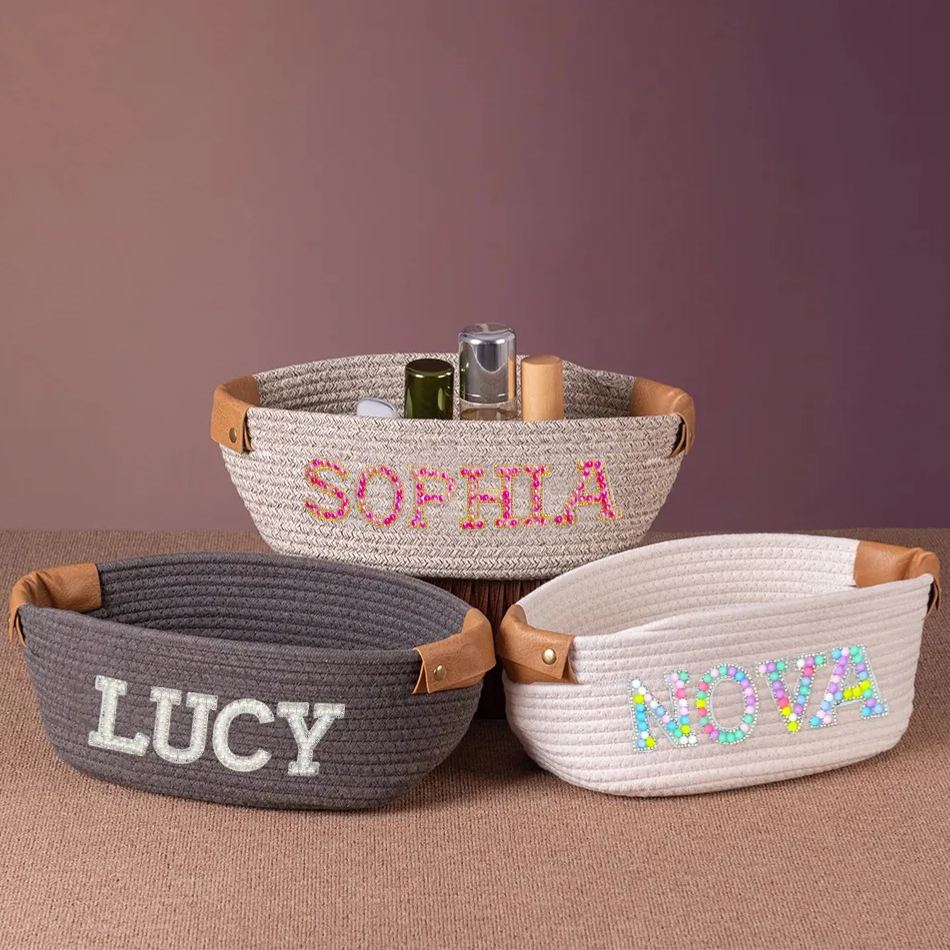 Personalized Kids Beaded Patch Back to School Basket | CWBaby73