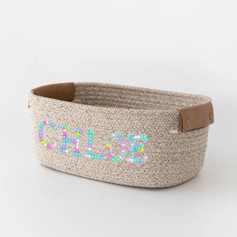 Personalized Kids Beaded Patch Back to School Basket | CWBaby73