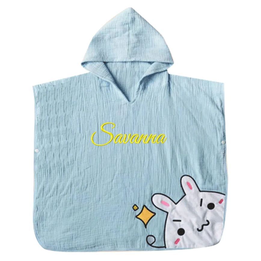 Personalized Embroidery Organic Cotton Muslin Hooded Beach Towel | Cwbeach118