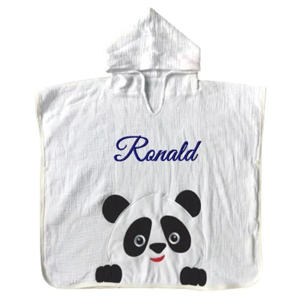 Personalized Embroidery Organic Cotton Muslin Hooded Beach Towel | Cwbeach118