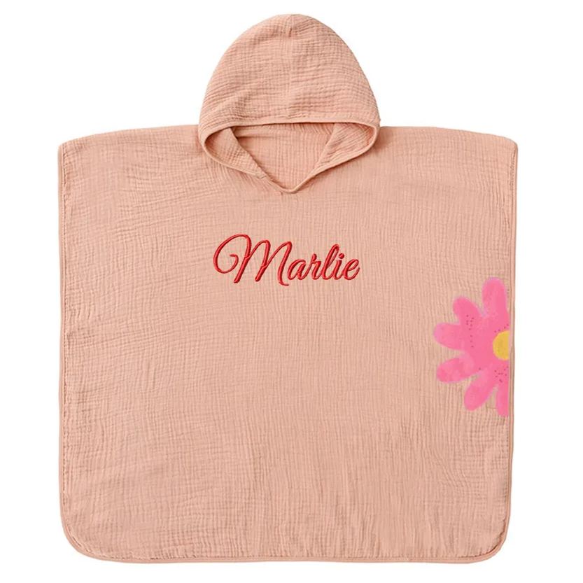 Personalized Embroidery Organic Cotton Muslin Hooded Beach Towel | Cwbeach119