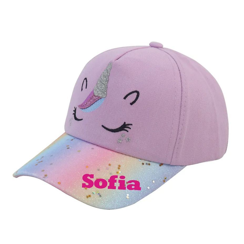 Personalized Unicorn Rainbow Shiny Glitter Baseball Cap | CWBeach120