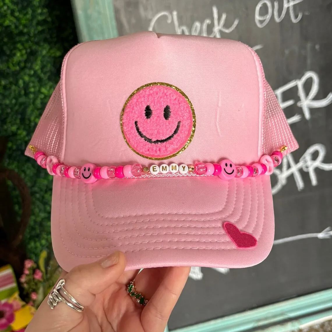 Personalized Chenille Patch Trucker Hat With Chain | CWBeach129