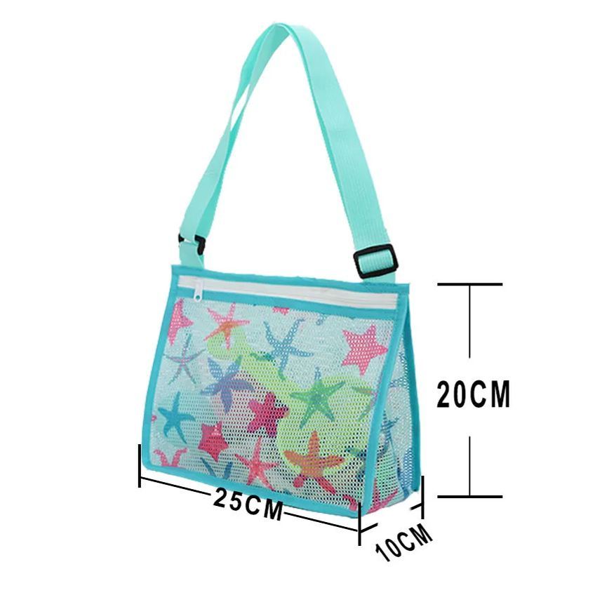 Personalized Embroidery Seashell Zipper Mesh Beach Bag | CWBeach112