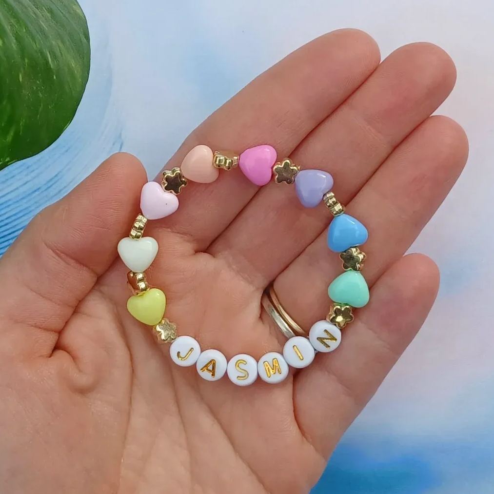 Personalized Kids Lovely Bead Bracelet With Name | CWBeach137