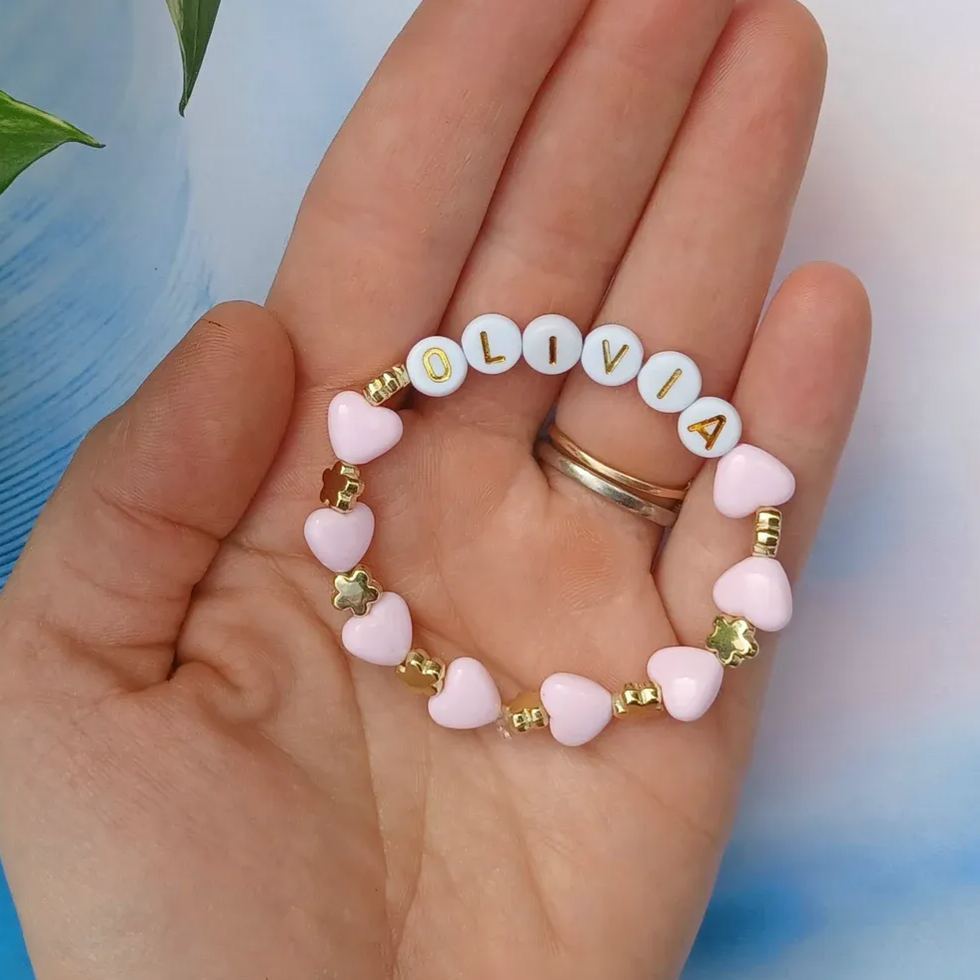 Personalized Kids Lovely Bead Bracelet With Name | CWBeach137